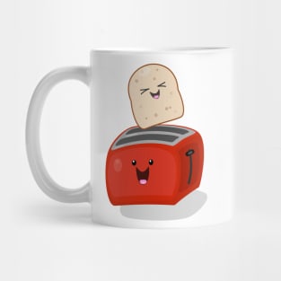 Cute kawaii toast and red toaster cartoon Mug